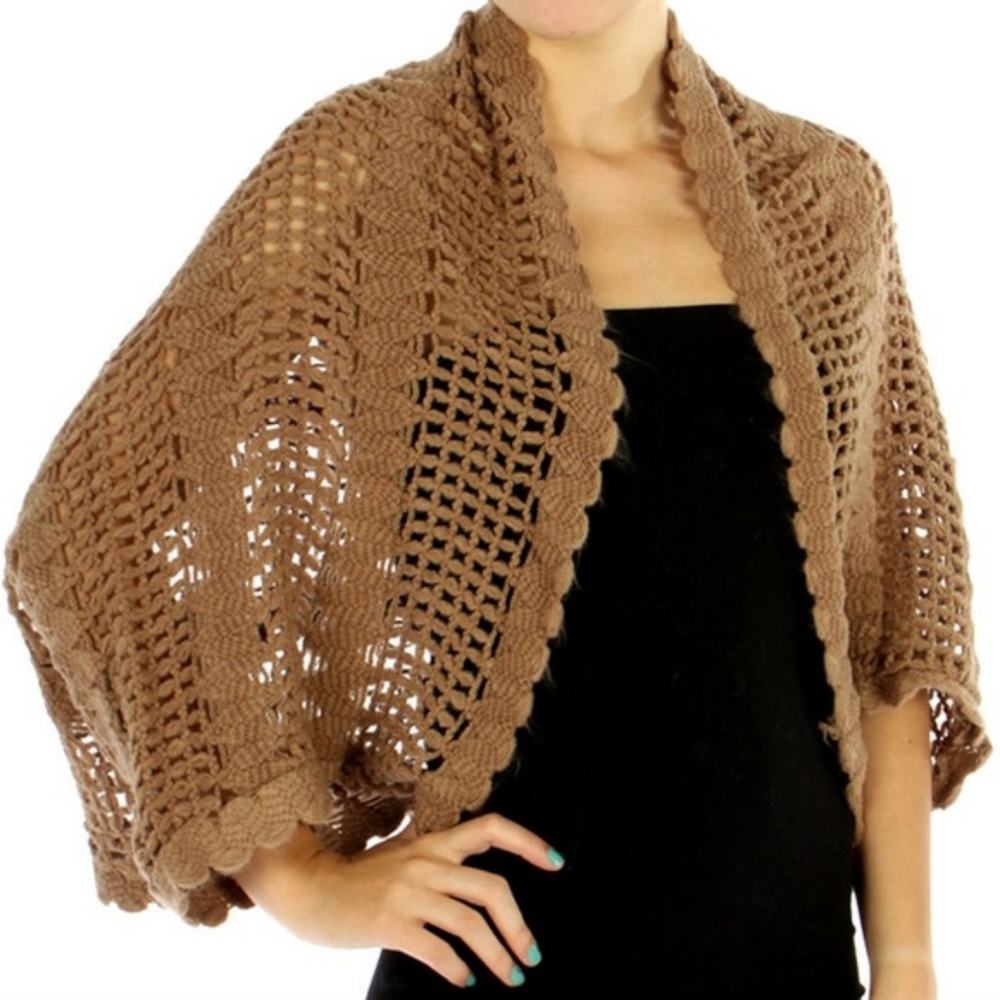Brown Crochet Shrug Cardigan